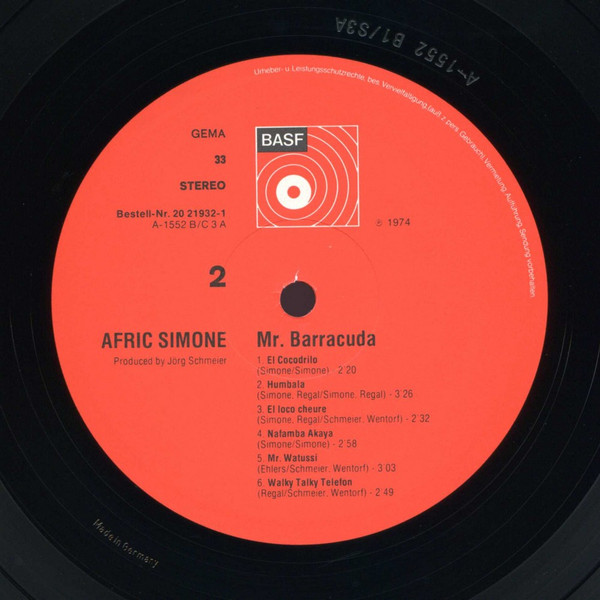 Cover zu Afric Simone - Mr. Barracuda | 1974 | Vinyl, LP, Album | Jazz, Latin, Funk / Soul | Germany