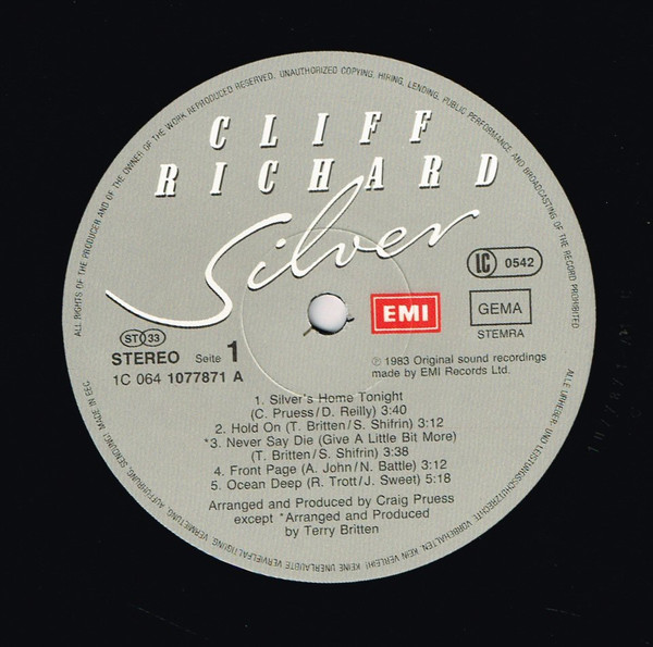 Cover zu Cliff Richard - Silver | 1983 | Vinyl, LP, Album, Stereo | Pop | Europe