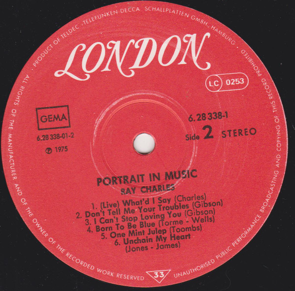 Cover zu Ray Charles - Portrait In Music | 1976 | Vinyl, LP, Stereo, Compilation, Repress | Jazz, Funk / Soul, Blues | Germany
