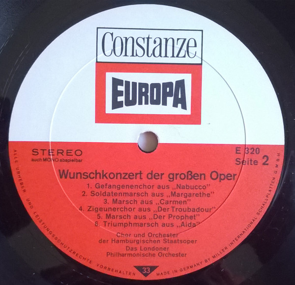 Cover zu Orchester Der Staatsoper Hamburg, Chor Der Hamburgischen Staatsoper, London Philharmonic Orchestra, Leopold Ludwig, Reinhard Linz, Horst Stein - Wunschkonzert Der Grossen Oper | Classical