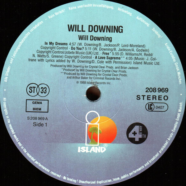 Cover zu Will Downing - Will Downing | 1988 | Vinyl, LP, Album, Stereo | Jazz, Funk / Soul, Pop | Europe