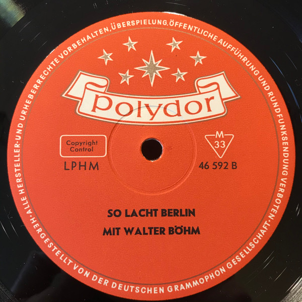 Cover zu Walter Böhm - So Lacht Berlin Mit Walter Böhm | 1963 | Vinyl | Non-Music | Germany