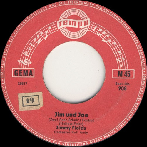 Cover zu Jimmy Fields - Jim Und Joe / Rote Lippen Soll Man Küssen | 1963 | Vinyl, 45 RPM, 7