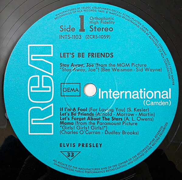 Cover zu Elvis Presley - Let's Be Friends | 1970 | Vinyl, LP, Album, Stereo | Rock | Germany