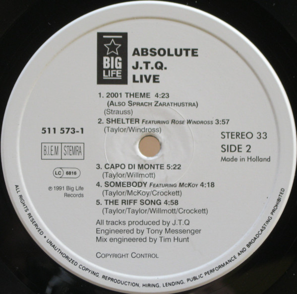 Cover zu The James Taylor Quartet - Absolute - J.T.Q. Live | Vinyl, LP, Album | Electronic, Jazz | Europe