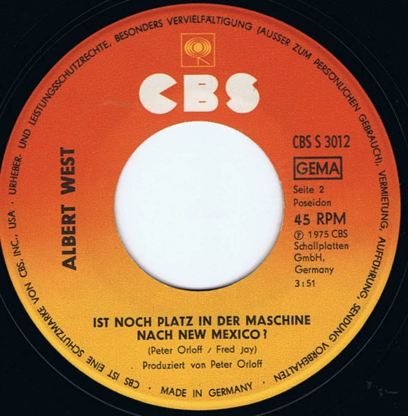 Cover zu Albert West - Heimweh Nach Gestern Ist Heimweh Nach Dir... | 1975 | Vinyl, 45 RPM, 7