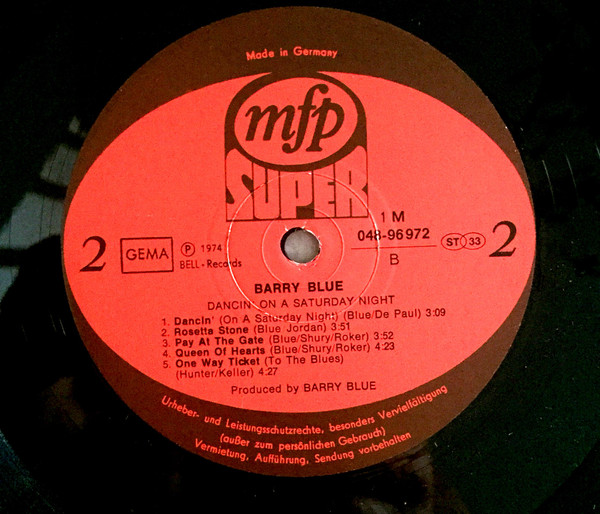 Cover zu Barry Blue - Dancin' On A Saturday Night | 1975 | Vinyl, LP, Compilation | Pop | Germany