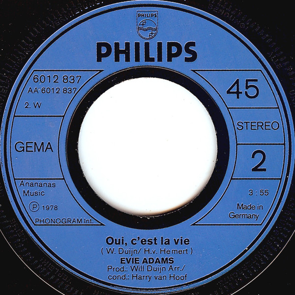 Cover zu Evie Adams - I Need Your Love Tonight | 1978 | Vinyl, Stereo, 45 RPM, 7