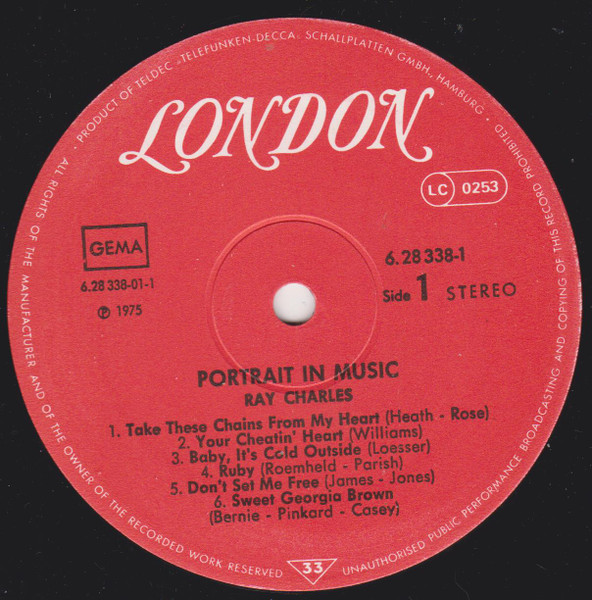 Cover zu Ray Charles - Portrait In Music | 1976 | Vinyl, LP, Stereo, Compilation, Repress | Jazz, Funk / Soul, Blues | Germany