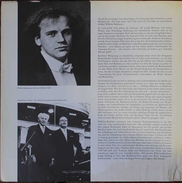 Cover zu Wilhelm Backhaus - Ludwig van Beethoven - Mondschein-Sonate, Pathétique, Appassionata | Vinyl, LP, Stereo | Classical | Germany