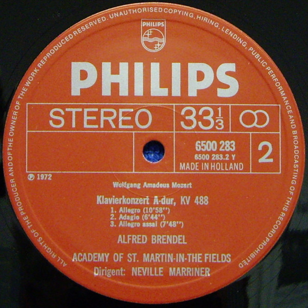Cover zu Wolfgang Amadeus Mozart - Alfred Brendel, The Academy Of St. Martin-in-the-Fields, Sir Neville Marriner - Klavierkonzerte KV 459 Und KV 488 | 1972 | Vinyl, LP, Stereo | Classical