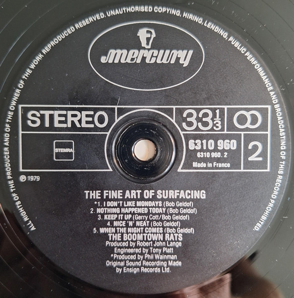 Cover zu The Boomtown Rats - The Fine Art Of Surfacing | 1979 | Vinyl, LP, Album, Stereo | Rock | Netherlands
