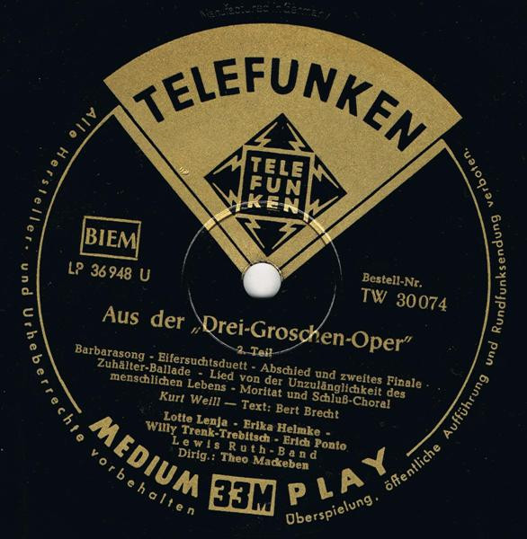 Cover zu Lotte Lenya - 3groschen Oper | Vinyl, LP, 10