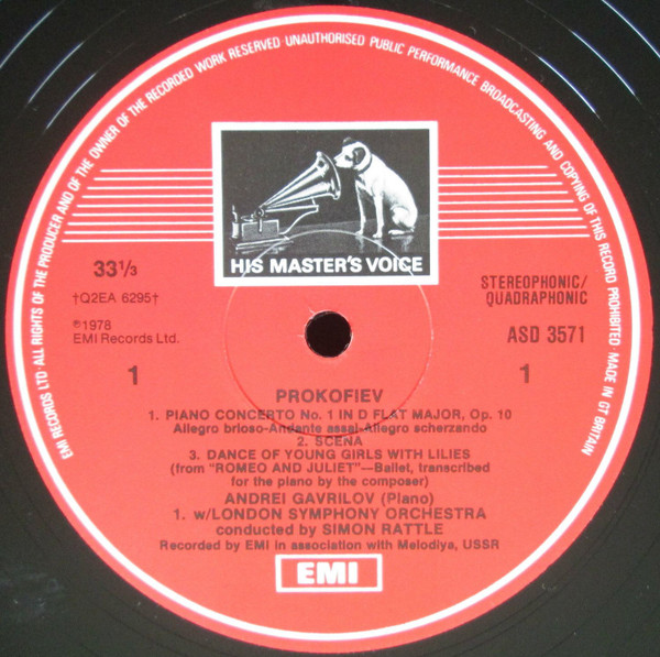 Cover zu Andrei Gavrilov, London Symphony Orchestra, Sir Simon Rattle - Sergei Prokofiev / Maurice Ravel - Piano Concerto No. 1 / Concerto For The Left Hand | 1978 | Classical