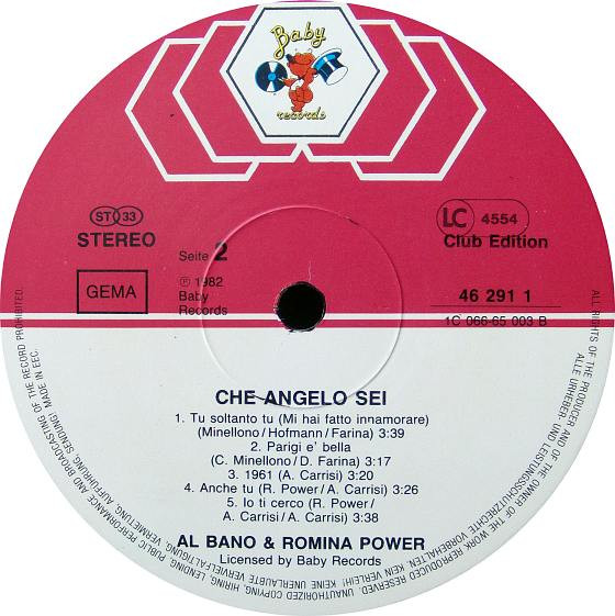 Cover zu Al Bano & Romina Power - Che Angelo Sei | 1982 | Vinyl, LP, Album, Club Edition | Pop | Germany
