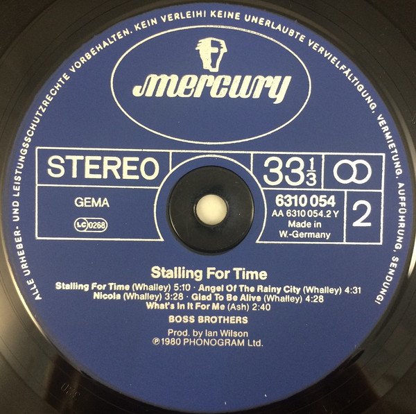 Cover zu Boss Brothers - Stalling For Time | 1980 | Vinyl, LP, Album, Stereo | Rock | Germany