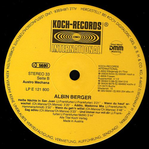 Cover zu Albin Berger - Lieben Heißt.... | 1987 | Vinyl, LP, Album | Pop | Austria