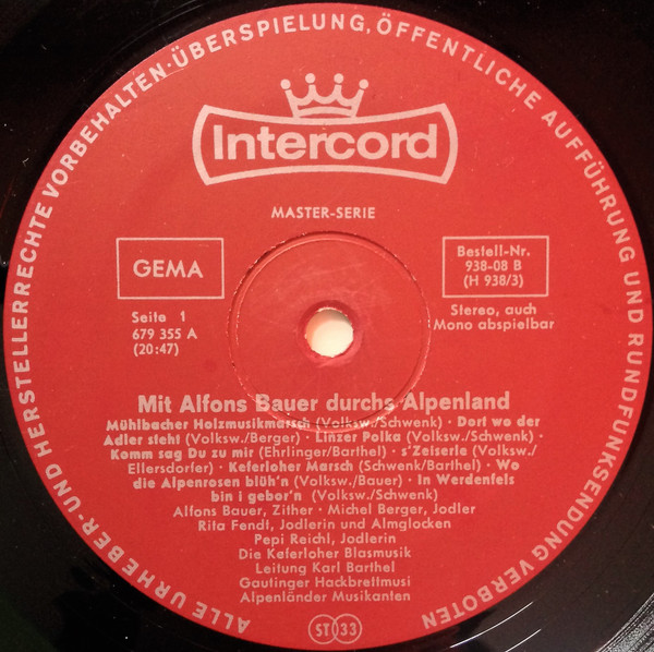 Cover zu Alfons Bauer, Michael Berger (2), Pepi Reichl, Die Alpenländer Musikanten, Die Keferloher Musikanten, Die Sterntaler Musikanten - Mit Alfons Bauer Durchs Alpenland | Folk, World, & Country