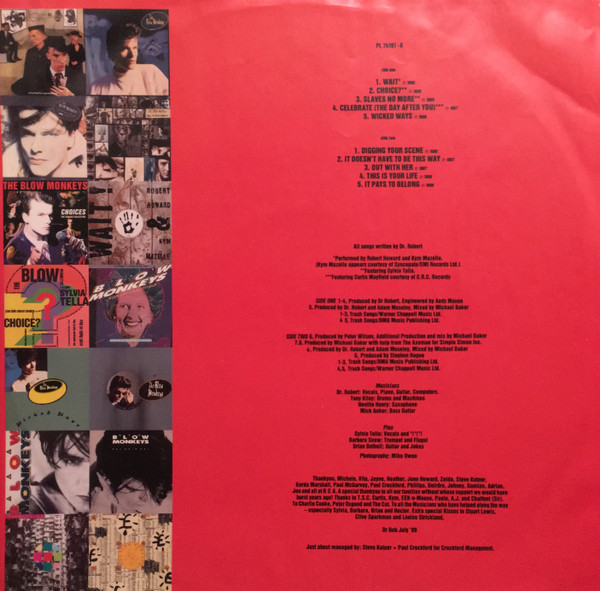 Cover zu The Blow Monkeys - Choices - The Singles Collection | 1989 | Vinyl, LP, Stereo, Compilation | Electronic, Pop | Europe