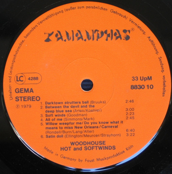 Cover zu Woodhouse - Hot And Softwinds | 1979 | Vinyl, LP, Album | Jazz | Germany