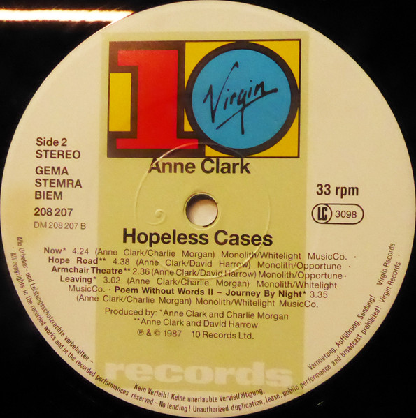 Cover zu Anne Clark - Hopeless Cases | Vinyl, LP, Album, Stereo | Electronic | Europe