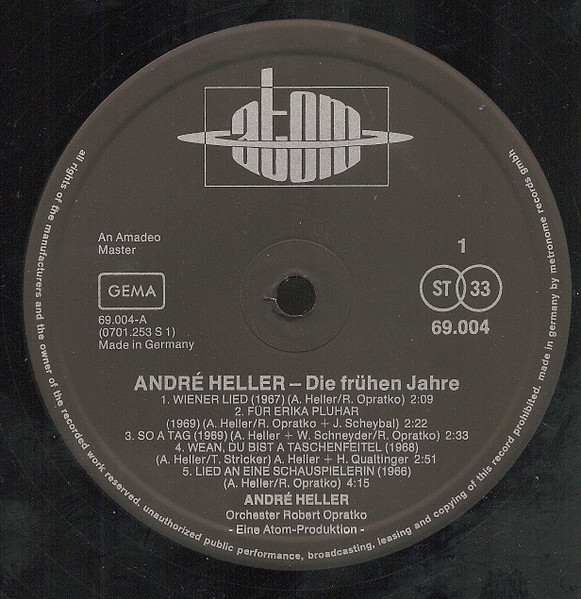 Cover zu André Heller - Die Frühen Jahre 1966-1969 | 1975 | Vinyl, LP, Compilation | Pop, Folk, World, & Country | Germany