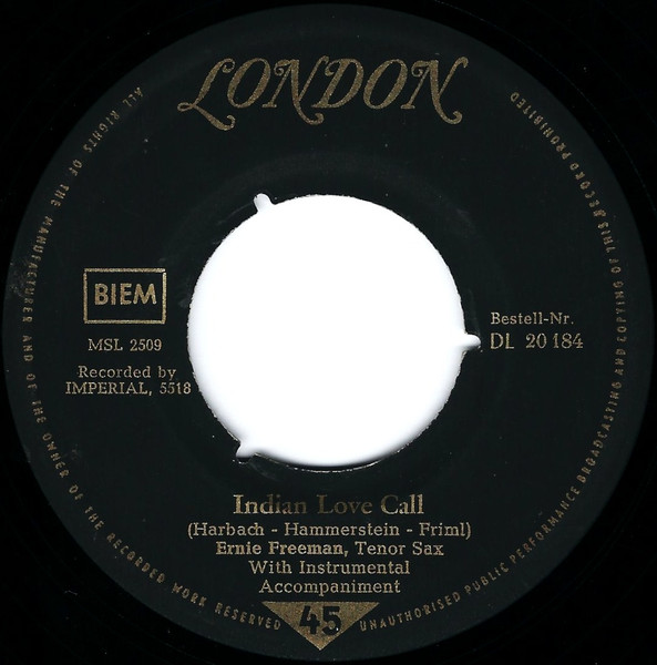 Bild Ernie Freeman – Indian Love Call / Summer Serenade | 1958 | Vinyl, 45 RPM, 7″, Single, Mono | Pop | Germany Schallplatten Ankauf