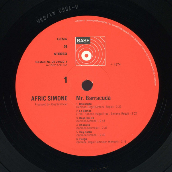 Cover zu Afric Simone - Mr. Barracuda | 1974 | Vinyl, LP, Album | Jazz, Latin, Funk / Soul | Germany
