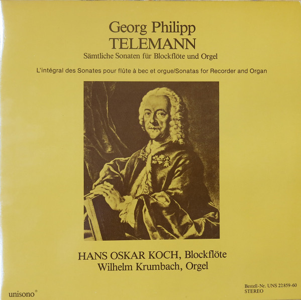 Bild Georg Philipp Telemann, Hans Oskar Koch, Wilhelm Krumbach – Sämtliche Sonaten Für Blockflöte Und Orgel = L’Intégral Des Sonates Pour Flûte À Bec Et Orgue = Sonatas For Recorder And Organ Schallplatten Ankauf