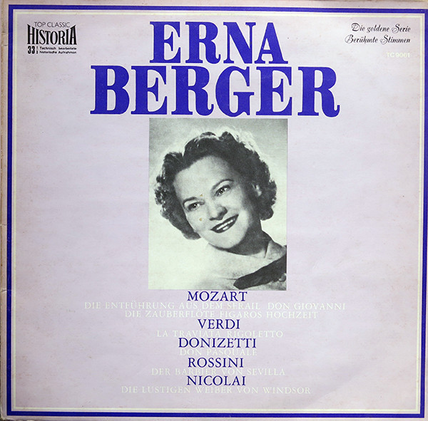 Bild Erna Berger, Wolfgang Amadeus Mozart, Giuseppe Verdi, Gaetano Donizetti, Gioacchino Rossini, Otto Nicolai – Erna Berger | 1970 | Vinyl, LP, Compilation | Classical | Germany Schallplatten Ankauf