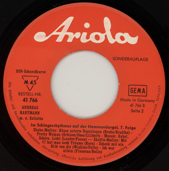 Cover zu Andreas Hartmann Mit Seinen Solisten - Im Schlagerrhythmus Auf Der Hammondorgel 7. Folge | Vinyl, 45 RPM, 7
