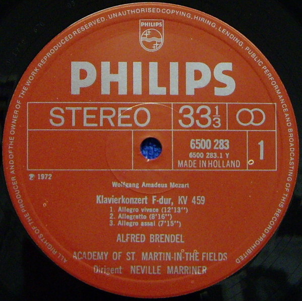 Cover zu Wolfgang Amadeus Mozart - Alfred Brendel, The Academy Of St. Martin-in-the-Fields, Sir Neville Marriner - Klavierkonzerte KV 459 Und KV 488 | 1972 | Vinyl, LP, Stereo | Classical