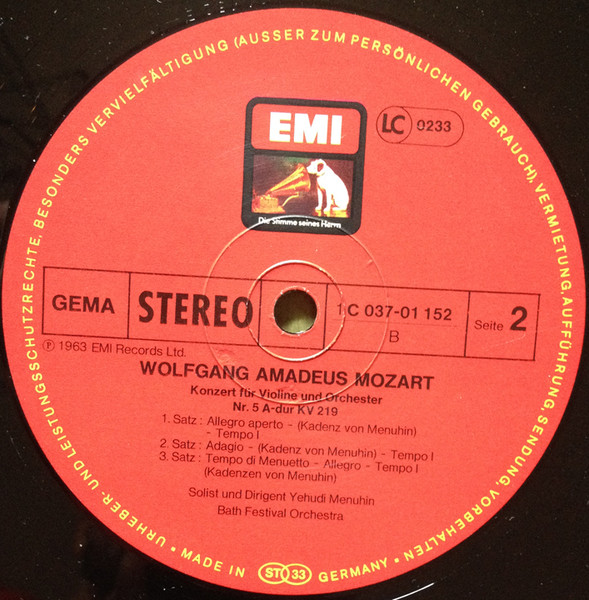 Cover zu Wolfgang Amadeus Mozart, Yehudi Menuhin, Bath Festival Orchestra - Violinkonzerte Nr. 4 & 5 | Vinyl, LP, Stereo, Reissue, Compilation | Classical | Germany