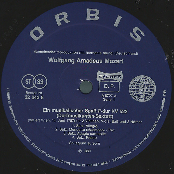 Cover zu Wolfgang Amadeus Mozart, Collegium Aureum - Der Heitere Mozart | 1981 | Vinyl, LP, Stereo, Club Edition | Classical | Germany