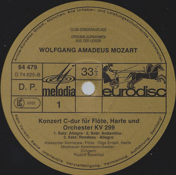 Cover zu Wolfgang Amadeus Mozart, Georg Friedrich Händel - Konzerte Für Flöte, Harfe Und Orchester | Vinyl, LP, Club Edition, Compilation | Classical | Germany