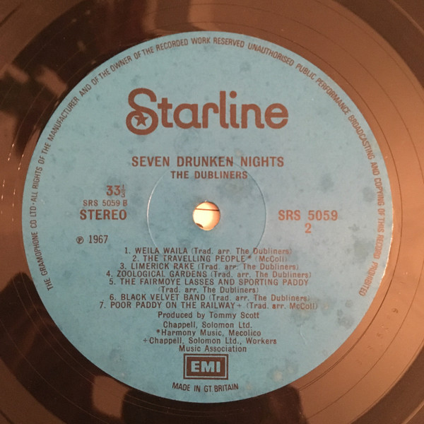Cover zu The Dubliners - Seven Drunken Nights | 1971 | Vinyl, LP, Album, Reissue | Rock | UK