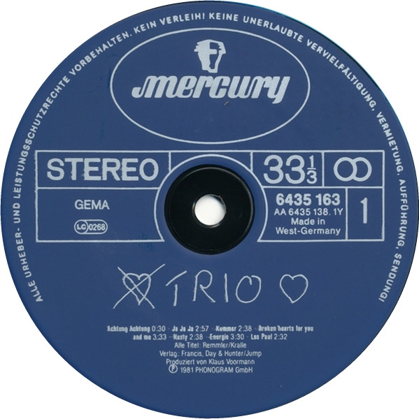 Cover zu Trio - Trio | 1982 | Vinyl, LP, Album, Stereo, Reissue | Electronic, Rock | Germany