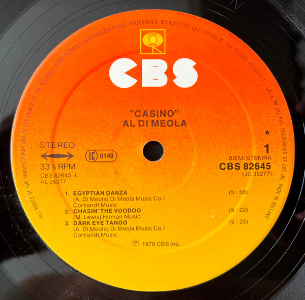Cover zu Al Di Meola - Casino | 1978 | Vinyl, LP, Album, Stereo | Jazz | Netherlands