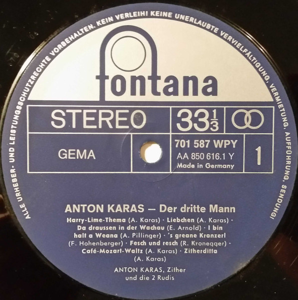 Cover zu Anton Karas - Der Dritte Mann | Vinyl, LP, Stereo | Folk, World, & Country | Germany