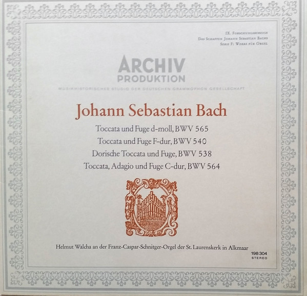 Bild Johann Sebastian Bach, Helmut Walcha – Toccata Und Fuge D-Moll, BWV 565; Toccata Und Fuge F-Dur, BWV 540; Dorische Toccata Und Fuge, BWV 538; Toccata, Adagio Und Fuge C-Dur, BWV 564 | 1967 Schallplatten Ankauf