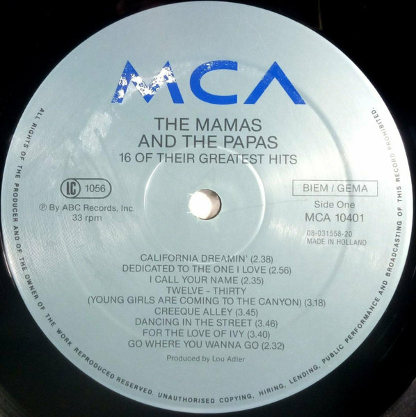 Cover zu The Mamas & The Papas - 16 Of Their Greatest Hits | Vinyl, LP, Reissue, Compilation | Rock | Europe