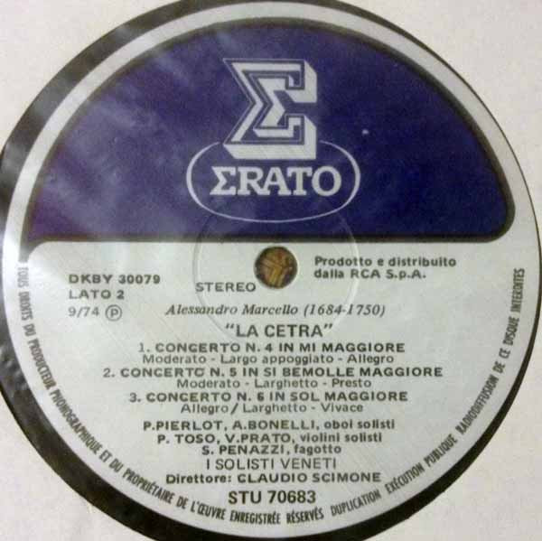 Cover zu Alessandro Marcello - La Cetra - Sei Concerti Grossi | Vinyl, LP | Classical | Italy