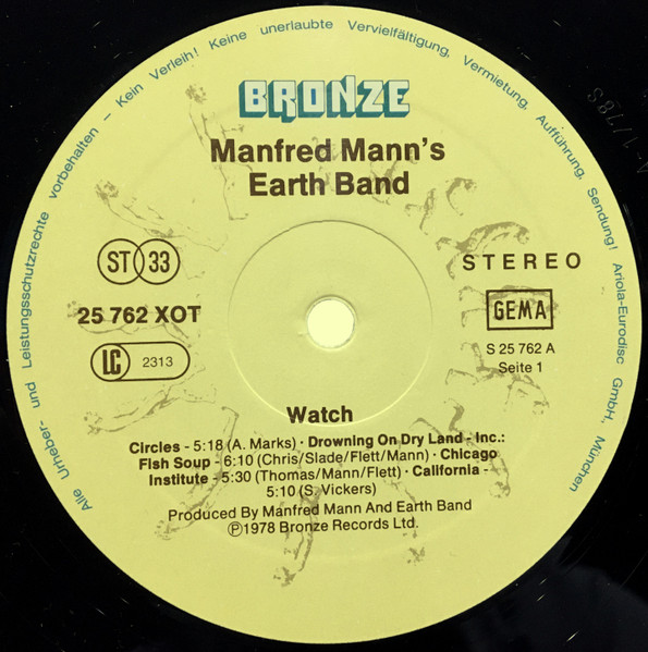 Cover zu Manfred Mann's Earth Band - Watch | 1978 | Vinyl, LP, Album, Stereo | Rock | Germany