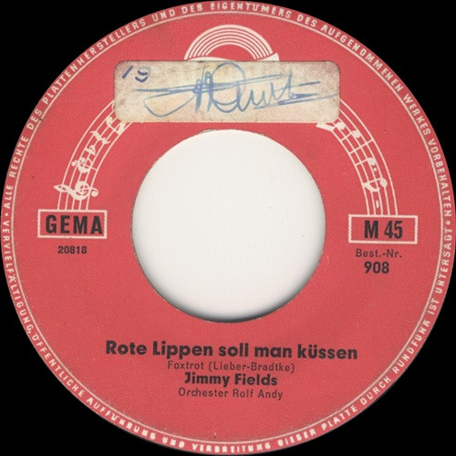 Cover zu Jimmy Fields - Jim Und Joe / Rote Lippen Soll Man Küssen | 1963 | Vinyl, 45 RPM, 7