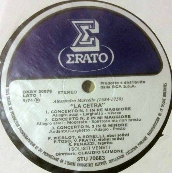 Cover zu Alessandro Marcello - La Cetra - Sei Concerti Grossi | Vinyl, LP | Classical | Italy