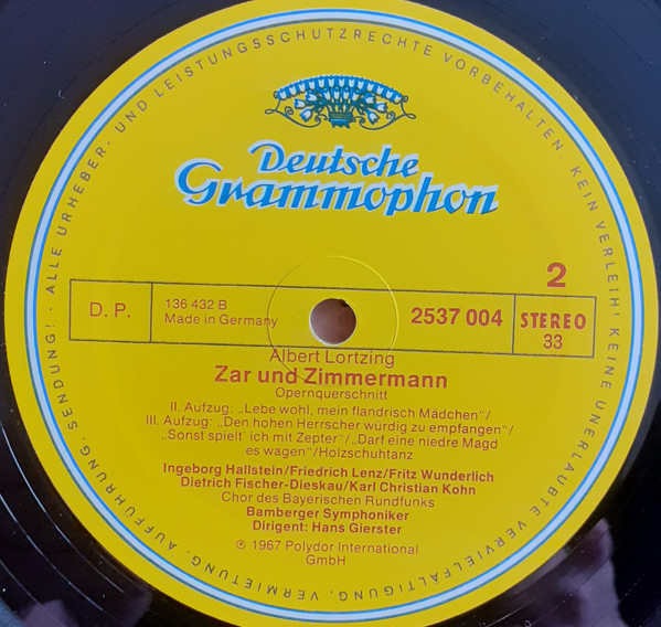 Cover zu Albert Lortzing, Ingeborg Hallstein · Fritz Wunderlich · Dietrich Fischer-Dieskau, Karl Kohn, Hans Gierster - Zar Und Zimmermann | Vinyl, LP, Stereo, Reissue | Classical | Germany