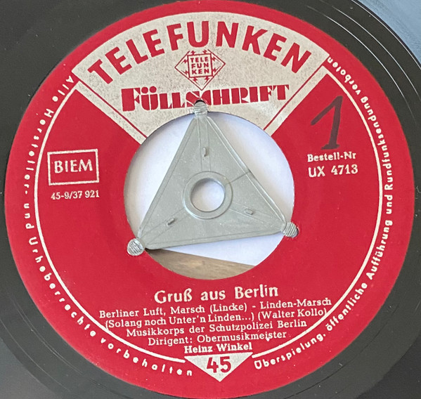 Cover zu Musikkorps Der Schutzpolizei Berlin - Gruß Aus Berlin | Vinyl, 45 RPM, 7