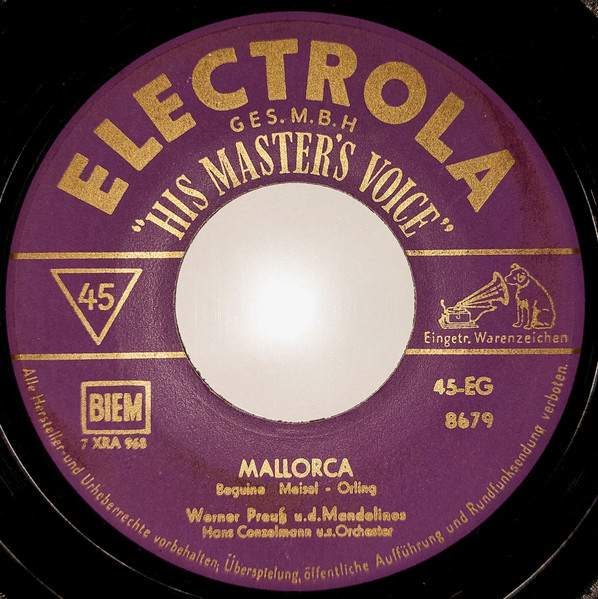 Bild Werner Preuß U. Die Mandolinos, Hans Conzelmann Und Sein Orchester – Mallorca | Vinyl, 45 RPM, 7″, Mono | Latin, Pop, Folk, World, & Country | Germany Schallplatten Ankauf