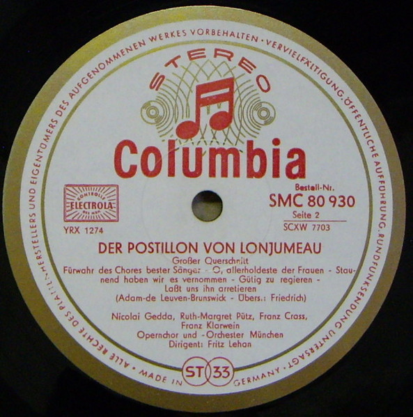 Cover zu Adolphe C. Adam, Nicolai Gedda, Ruth-Margret Pütz, Franz Crass, Franz Klarwein, Chor Der Bayerischen Staatsoper Und - Bayerisches Staatsorchester Dirigent Fritz Lehan - Der Postillon Von Lon