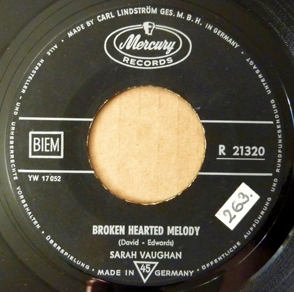 Bild Sarah Vaughan – Broken Hearted Melody | Vinyl, 45 RPM, 7″ | Pop | Germany Schallplatten Ankauf
